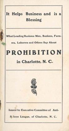 A pamphlet distributed by the Anti-Saloon League of Charlotte. Image courtesy of DocSouth, UNC.